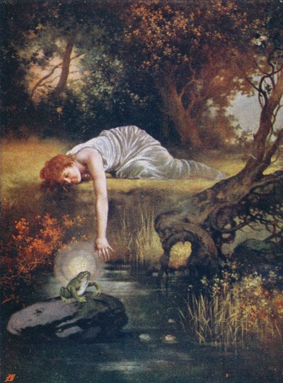 Der Froschkönig mit der Prinzessin, frühes 20. Jahrhundert von Daniel Hock