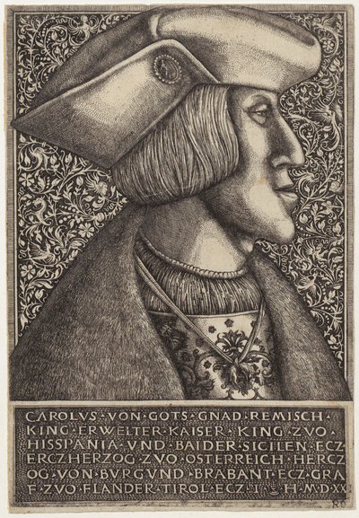 Porträt von Kaiser Karl V., aus „Opera Hopferiana [...]“ von Daniel Hopfer