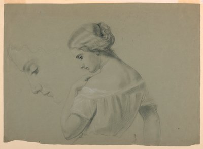 Zeichnung, Profil eines Frauenkopfes, 1840–70 von Daniel Huntington