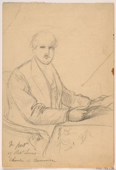 Robert Lenox sitzend an einem Schreibtisch für das Handelskammer-Porträt, 1865 von Daniel Huntington