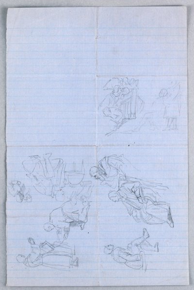 Zeichnung, Studie für "Wissenschaftliche Gruppe", 1858 von Daniel Huntington