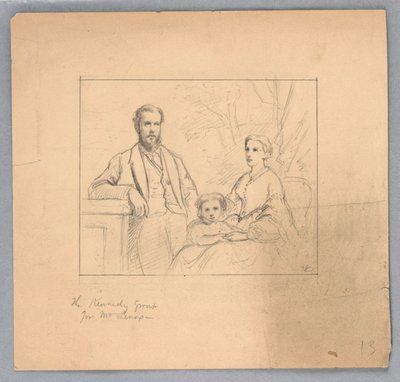 Zeichnung, Studie für "Titian zeigt, 1872" von Daniel Huntington
