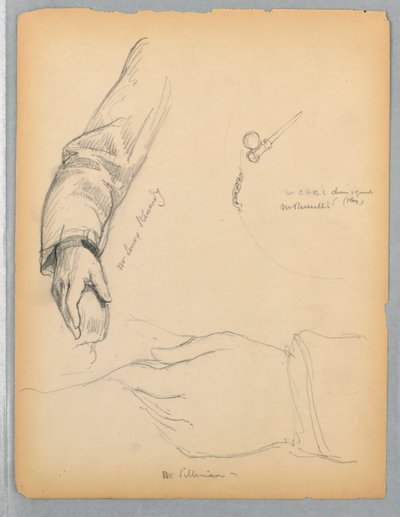 Skizzen des rechten Arms von Mr. Kennedy und der linken Hand von Mr. Silliman von Daniel Huntington