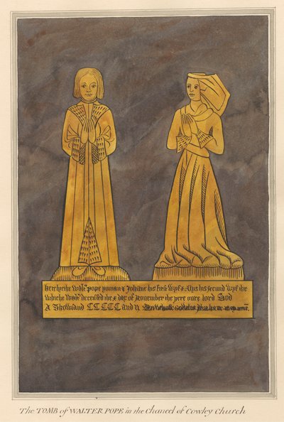Messingplatte für Walter und Alice Pope und ihren Sohn aus der Kirche von Cowley von Daniel Lysons