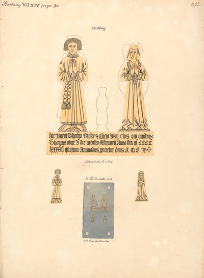 Messingplatte für Thomas und Alicia Broke, Pfarrkirche St. Margaret, Barking von Daniel Lysons