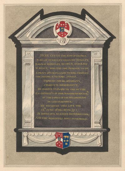 Denkmal für George, Earl of Berkeley aus der Cranford Kirche von Daniel Lysons