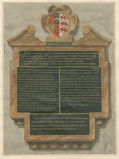 Denkmal für Mrs. Mary Skippon aus der Kirche von Acton von Daniel Lysons