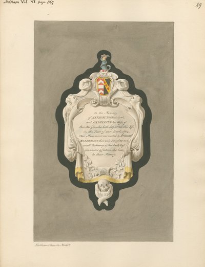 Denkmal für Anthony und Katherine Nourse aus der Fulham Kirche von Daniel Lysons
