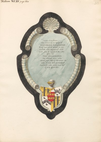 Denkmal für Baybrigg Buckeridge, seine Frau Mary und seinen Sohn Thomas aus der West Ham Kirche von Daniel Lysons