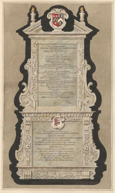 Denkmal für Elizabeth Field und Elizabeth Reeves aus der Cranford-Kirche von Daniel Lysons