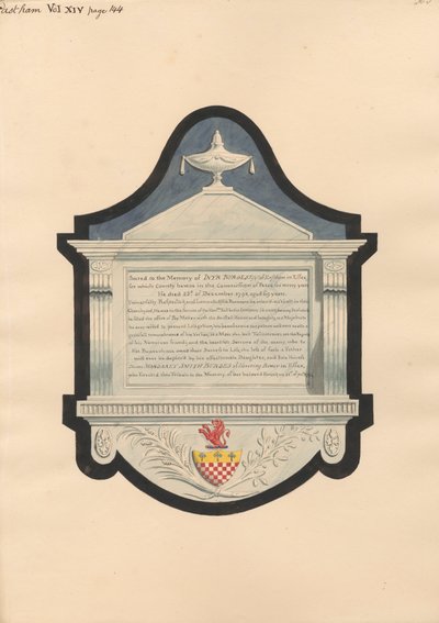 Denkmal für Inyr Burgess, aus der Kirche von East Ham von Daniel Lysons