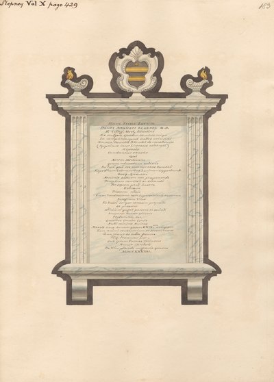 Denkmal für Jacob Augustus Blondel aus der Stepney Kirche von Daniel Lysons