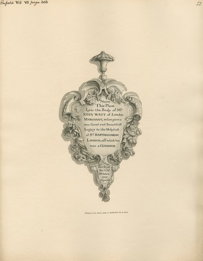 Denkmal für John Watt aus der Kirche von Enfield von Daniel Lysons