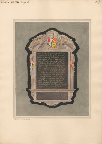 Gedenkstätte für Sir William Herbert aus der Hendon Kirche von Daniel Lysons