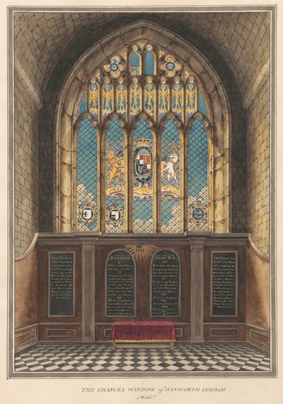 Das Chorfenster der Hanworth Kirche von Daniel Lysons