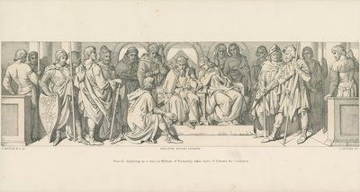 Harold verabschiedet sich von Edward dem Bekenner, bevor er Wilhelm von der Normandie besucht von Daniel Maclise