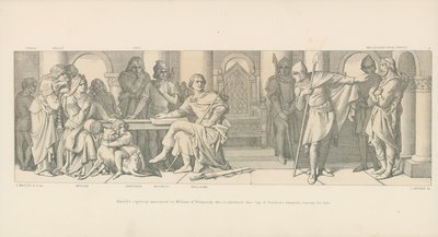 Harolds Gefangenschaft wird Wilhelm von der Normandie angekündigt, der informiert wird, dass Guy von Ponthieu Lösegeld für ihn verlangt von Daniel Maclise