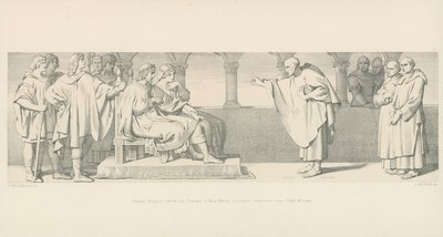 Hugues Maigrot, ein Mönch, hat Audienz bei König Harold, um Bedingungen von Herzog Wilhelm vorzuschlagen von Daniel Maclise