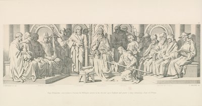 Papst Alexander weiht ein Banner für Williams Dienst bei seinem Abstieg nach England und überreicht einen Ring, der ein Haar von St. Peter enthält von Daniel Maclise