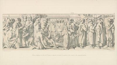William zeigt die Reliquien von St. Valery, um die Unzufriedenheit eines Teils seiner Truppen bei der geplanten Invasion zu besänftigen von Daniel Maclise