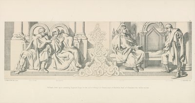 Wilhelm, entschlossen England zu erobern; bittet um die Hilfe von Philipp I. von Frankreich und von Baldwin, Graf von Flandern, seinem Schwiegervater von Daniel Maclise