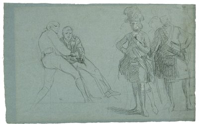 Studie für Die Belagerung von Gibraltar (Studie von Lieutenant Colonel Lindsay und Figuren, die an einem Seil ziehen), ca. 1786-1787 von Daniel Mytens