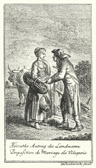 Heiratsantrag des Bauern (Gravur) von Daniel Nikolaus (after) Chodowiecki