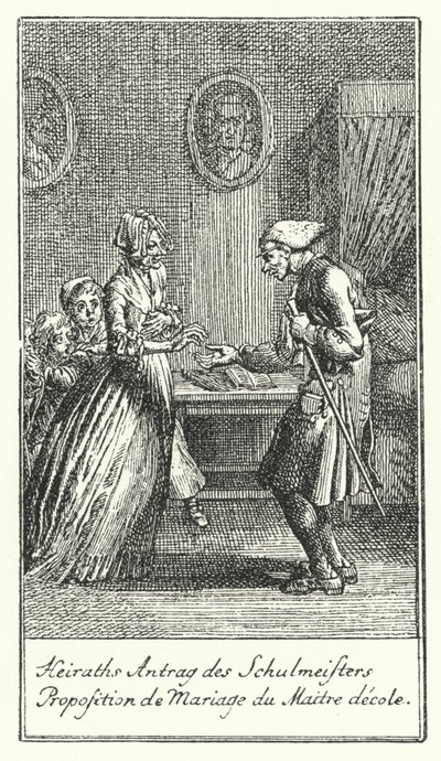 Heiratsantrag des Schulmeisters (Gravur) von Daniel Nikolaus (after) Chodowiecki