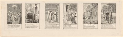 6 von 12 Blättern moralischen und satirischen Inhalts, Teil 1 von Daniel Nikolaus Chodowiecki