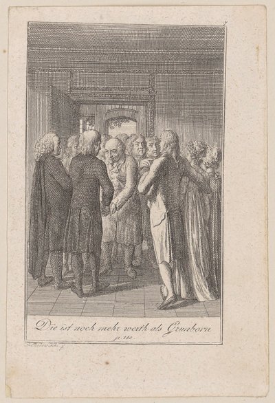 Abgeordnete der Gemeinde danken Sembach, dass er bleiben will, Blatt 7 der Folge "Der Ruf in die Stadt" von Daniel Nikolaus Chodowiecki