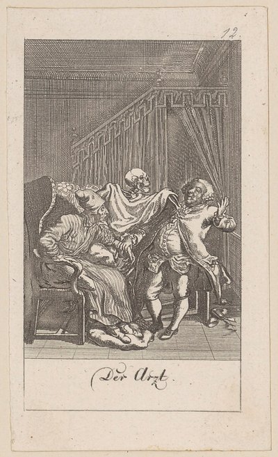 Arzt, Blatt 12 der Folge "Der Totentanz" von Daniel Nikolaus Chodowiecki