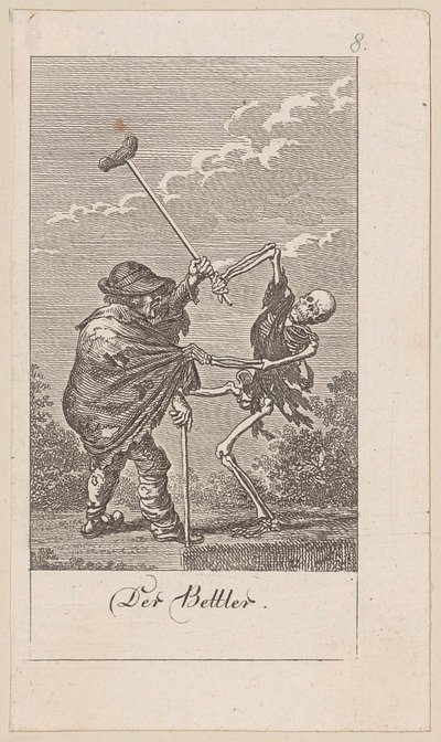 Bettler, Blatt 8 der Folge „Der Totentanz“ von Daniel Nikolaus Chodowiecki