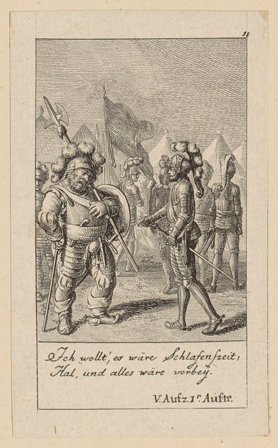 Blatt 11 zu Shakespeares "König Heinrich der Vierte" von Daniel Nikolaus Chodowiecki