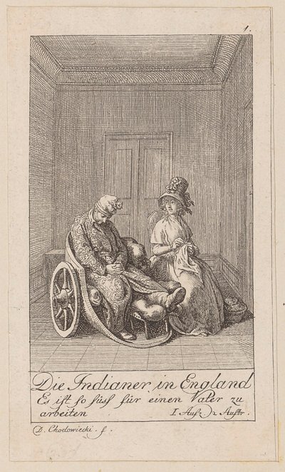 Blatt 1 zu Aug. von Kotzebues „Die Indianer in England“ von Daniel Nikolaus Chodowiecki