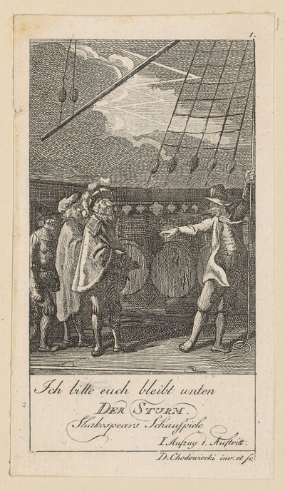 Blatt 1 zu Shakespeares "Sturm" von Daniel Nikolaus Chodowiecki