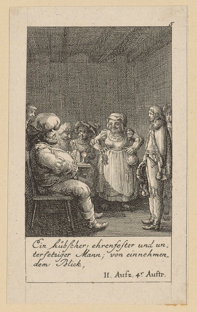 Blatt 5 zu Shakespeares „König Heinrich der Vierte“ von Daniel Nikolaus Chodowiecki