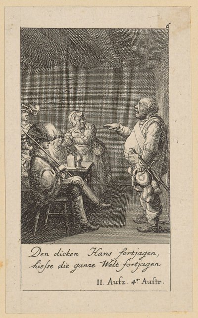 Blatt 6 zu Shakespeares „König Heinrich der Vierte“ von Daniel Nikolaus Chodowiecki