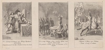Blatt 7-9 der Folge "Geschichte des Mittelalters" von Daniel Nikolaus Chodowiecki