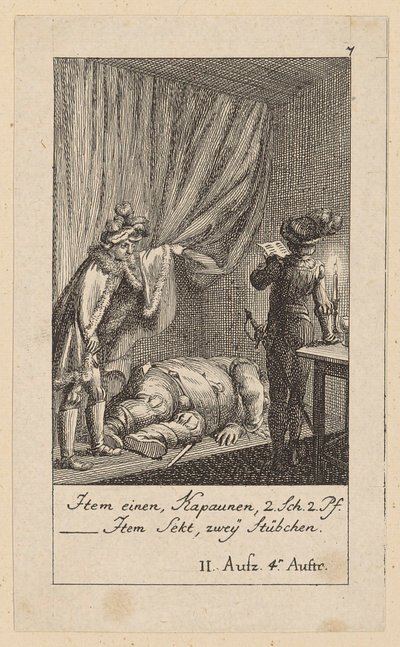 Blatt 7 zu Shakespeares "König Heinrich der Vierte" von Daniel Nikolaus Chodowiecki