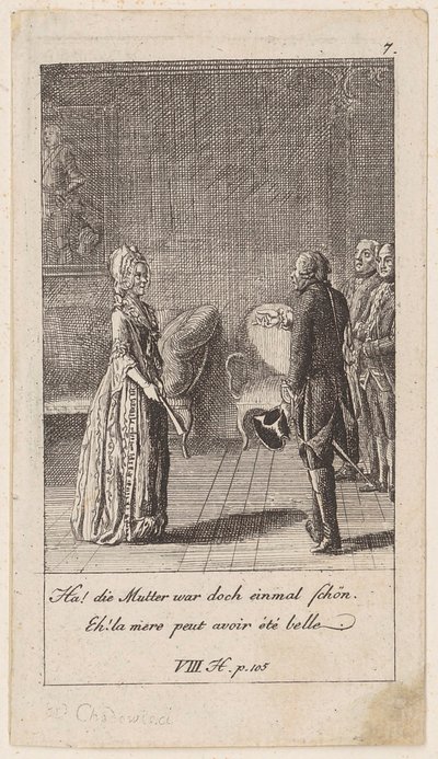 Blatt 7 zu den „Anekdoten und Charakterzügen Friedrichs des zweyten, Königs von Preussen“ von Daniel Nikolaus Chodowiecki