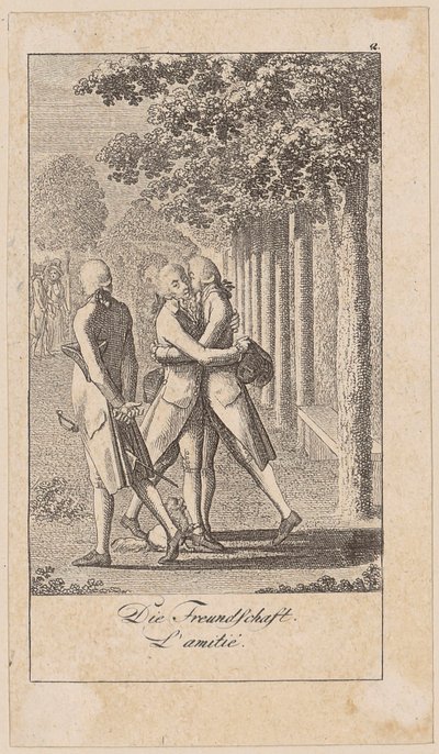 Freundschaft, Blatt 2 der Folge „Aufrichtigkeit und Heuchelei“ von Daniel Nikolaus Chodowiecki