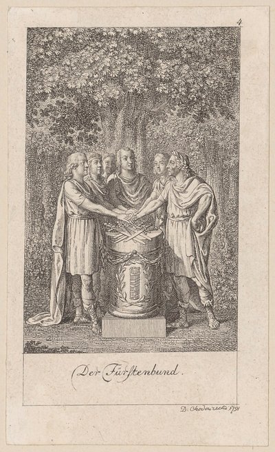 Fürstenbung, Blatt 4 der Folge "Sechs große Begebenheiten des vorletzten Jahrzehnts" von Daniel Nikolaus Chodowiecki