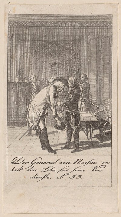 General von Nassau erhält den Lohn für seine Verdienste von Daniel Nikolaus Chodowiecki
