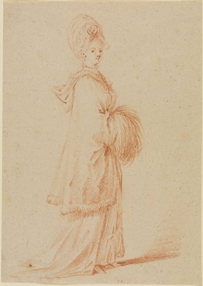 Junge Dame im Cape mit Kapuze und Muff von Daniel Nikolaus Chodowiecki