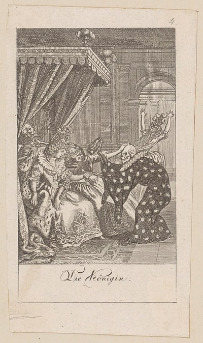 Königin, Blatt 4 der Folge „Der Totentanz“ von Daniel Nikolaus Chodowiecki
