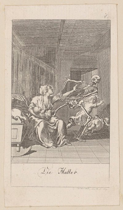 Mutter, Blatt 1 der Folge „Der Totentanz“ von Daniel Nikolaus Chodowiecki