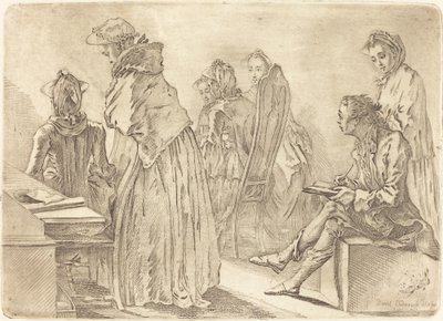 Gesellschaft mit sechs Damen und dem Künstler von Daniel Nikolaus Chodowiecki
