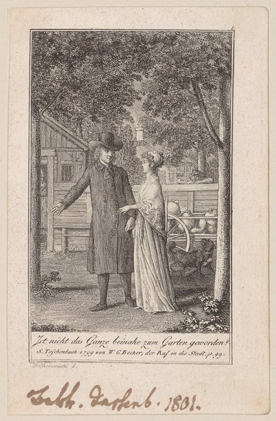 Pastor Sembach mit seiner Tochter, Blatt 1 der Folge "Der Ruf in die Stadt" von Daniel Nikolaus Chodowiecki