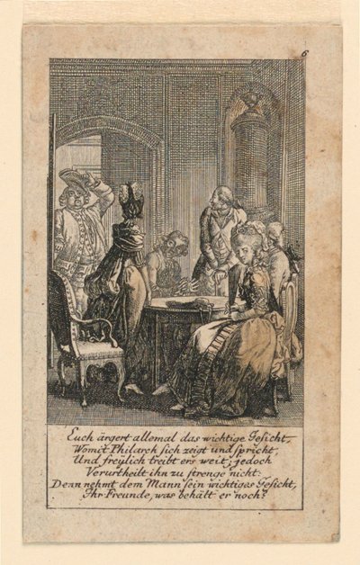 Pomposity, Illustration für "Königl: Grosbrit [anische] Genealogischer Kalender auf das 1780 Jahr Lauenberg bei J.G. Berenberg" von Daniel Nikolaus Chodowiecki