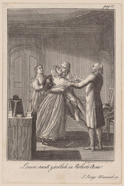 Robert und Louise umarmen sich von Daniel Nikolaus Chodowiecki